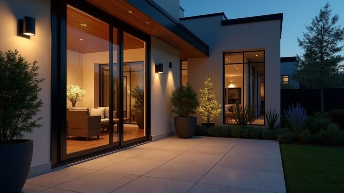 Close-up of a sliding glass patio door with a security bar installed in the track