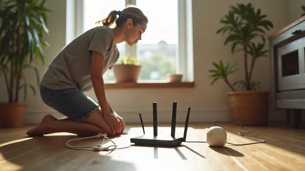 Homeowner using a tablet to control smart home devices including lights, thermostat, and security cameras from one app